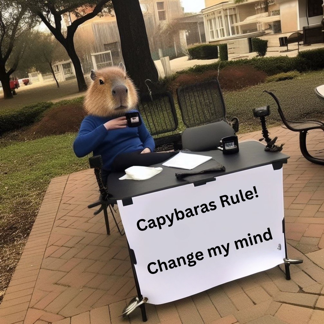 capybara meme - change my mind